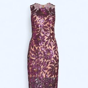 Milly Kinsley Floral Garden Sequin Pink Maxi Size 4 NEW Dress